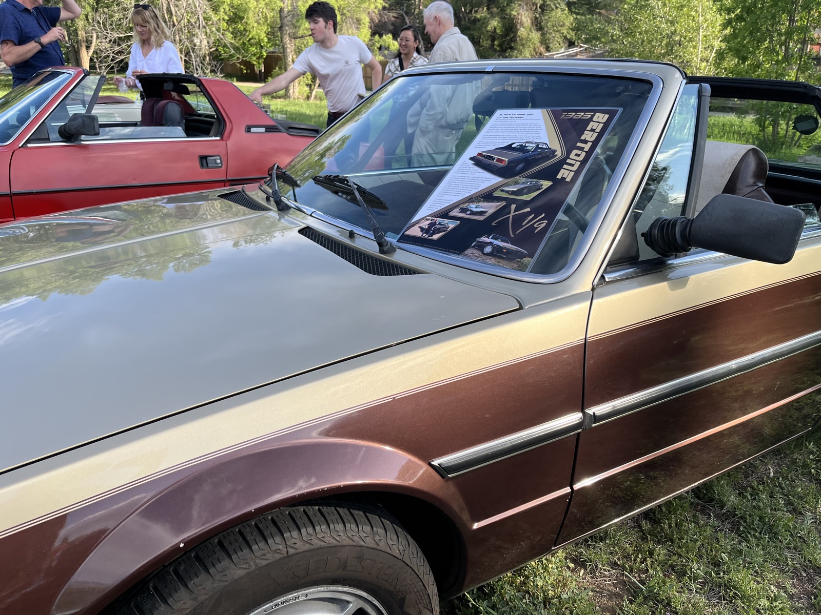 A finished Power Profile displayed on a classic car's windshield at a Colorado car show